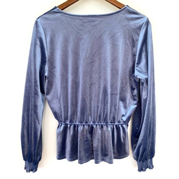 Lauren Conrad surplice top with elasticized waist & long sleeves, stretch - Picture 5 of 12